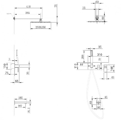 Душевая система ABBER Daheim AF8217B скрытого монтажа с изливом, черная матовая фото в интернет-магазине Русалия