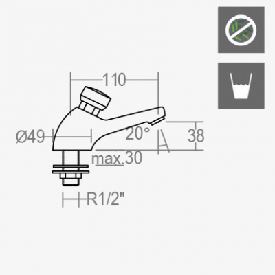 Кран нажимной порционный SOLESTOP 7450 Ramon Soler фото в интернет-магазине Русалия