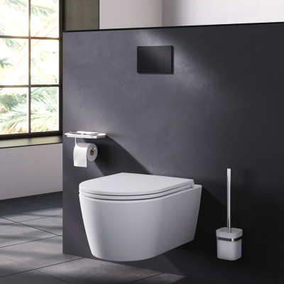 I047038 Pro S, клавиша для инсталляции пневматическая, пластик, черный матовый фото в интернет-магазине Русалия