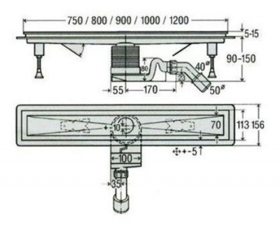 Душевой лоток 900 мм с решеткой Viega Advantix 619077 фото в интернет-магазине Русалия