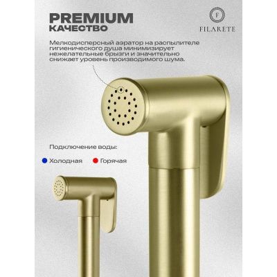 Гигиенический душ со смесителем встраиваемый FILARETE Roun FL100MG, матовое золото фото в интернет-магазине Русалия