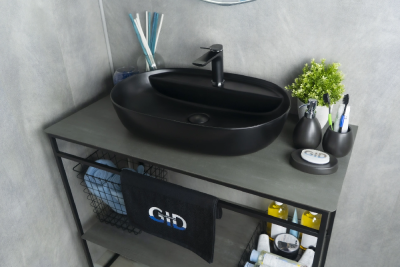 Раковина накладная овальная черная матовая Bm1346 GID фото в интернет-магазине Русалия