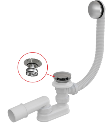 Слив-перелив автоматический для ванны A504CKM (AG210135160) Alcaplast фото в интернет-магазине Русалия