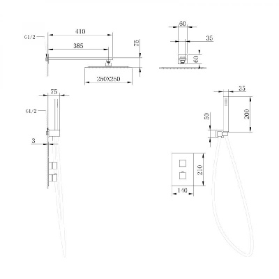 Душевая система ABBER Daheim AF8251 скрытого монтажа без излива, термостат, хром фото в интернет-магазине Русалия