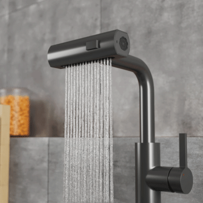 Смеситель для кухни с выдвижной лейкой RUSH Tinos (TI3732-18Grey) фото в интернет-магазине Русалия