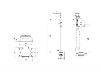 Смеситель для ванны напольный (внешняя и скрытая часть) AQUATEK AQ1145CR БЕТТА фото в интернет-магазине Русалия