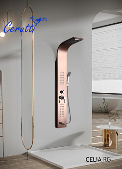 Панель CELIA RG душевая из нержавеющей стали с форсунками Ceruttispa CT10406, цвет розовое золото фото в интернет-магазине Русалия