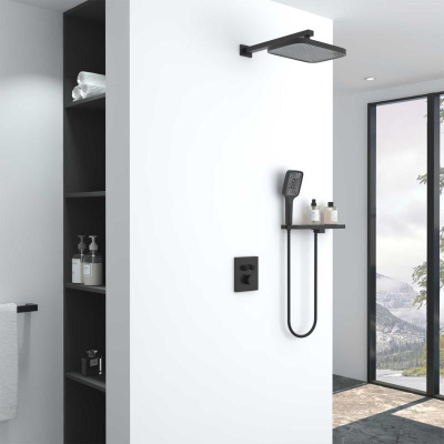 Душевой комплект VSFW-321MT1RMB встраиваемый, термостатический, двухрежимный, черный Vincea фото в интернет-магазине Русалия