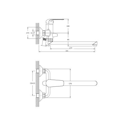 Смеситель для ванны с длинным поворотным изливом RUSH Fiji (FI1835-51) фото в интернет-магазине Русалия