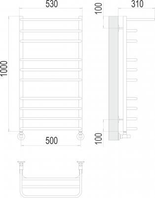 Водяной полотенцесушитель Арктур П10 500х1000 4670078529459 Terminus фото в интернет-магазине Русалия