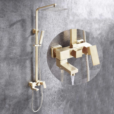 Душевая стойка ABBER Daheim AF8216G с изливом, золото матовое фото в интернет-магазине Русалия