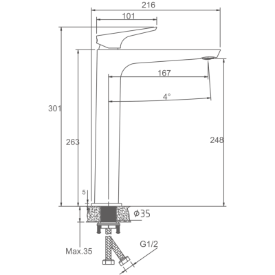 Смеситель для раковины HAIBA хром (HB11726) фото в интернет-магазине Русалия