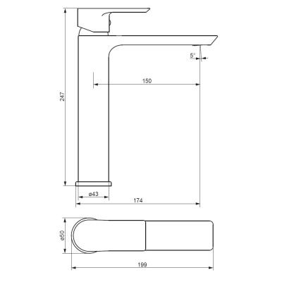 470250300 Apollo Высокий смеситель для умывальника, черный Damixa фото в интернет-магазине Русалия