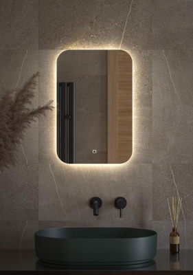 Зеркало  с LED-подсветкой настенное OPTI DEFESTO 40x60 см, DF 2802S фото в интернет-магазине Русалия