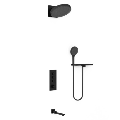 Душевой комплект VSFW-433TI3RMB встраиваемый, термостатический, трехрежимный, черный Vincea фото в интернет-магазине Русалия