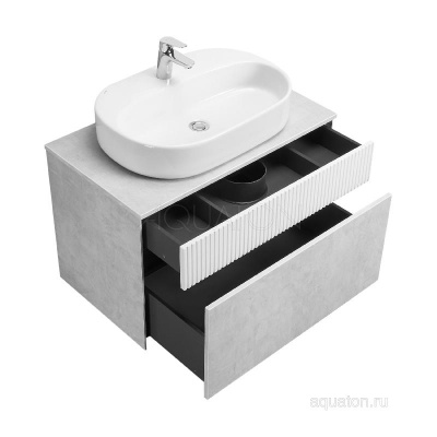Тумба под раковину AQUATON Марбл 80 слэйт, белый матовый 1A276201MH4C0 фото в интернет-магазине Русалия
