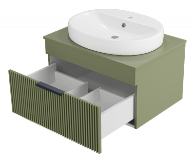 Тумба Enfida 70 подвесная (зеленая) с раковиной Ekokerama Doppia 65 Brevita фото в интернет-магазине Русалия