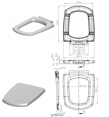 Сиденье дюропласт с микролифтом для унитаза Carina DS-CARINA-DL Cersanit фото в интернет-магазине Русалия
