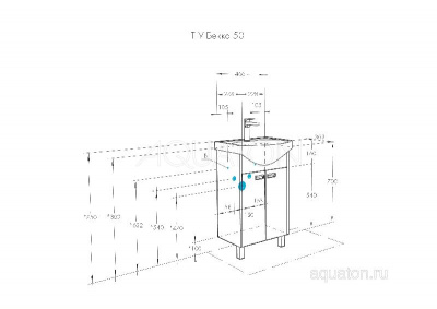 Тумба под раковину AQUATON Бекка PRO 50 белый, дуб сомерсет 1A210801BAC20 фото в интернет-магазине Русалия