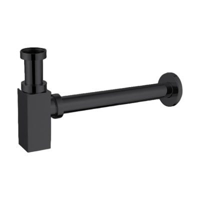 Сифон для раковины AZARIO G 1 1/4, без выпуска, квадрат, латунь, черный AZ-109-BL фото в интернет-магазине Русалия