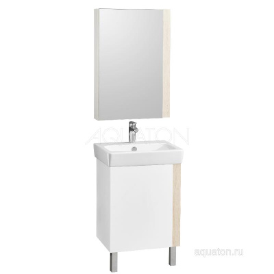 Тумба под раковину AQUATON Кантри 55 белый, дуб верона 1A257601AHB20 фото в интернет-магазине Русалия