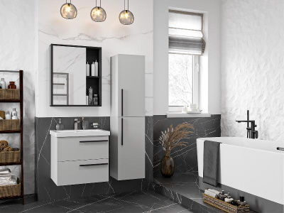 Тумба Ненси 60 подвесная (серая) с раковиной Cersanit Como 60 Misty фото в интернет-магазине Русалия