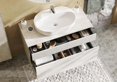 Тумба под раковину AQUATON Марбл 100 слэйт, белый матовый 1A276301MH4C0 фото в интернет-магазине Русалия