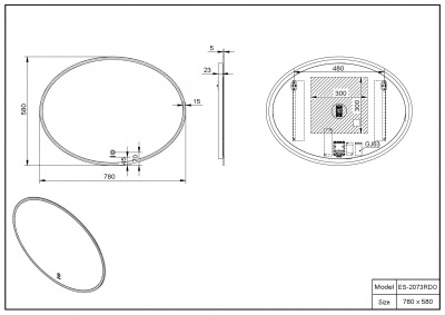 Зеркало ESBANO ES-2073 RDO 80x60 ESBANO фото в интернет-магазине Русалия