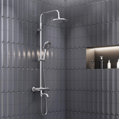 977810000 Jupiter душевая система ванна/ душ, с ТМС смесителем, хром фото в интернет-магазине Русалия