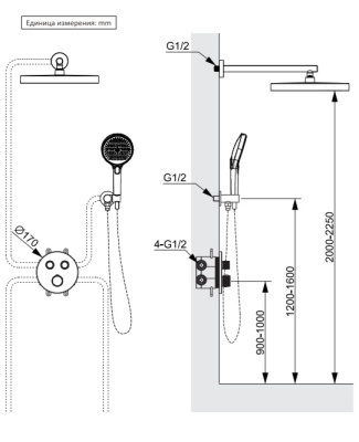 Душевая система с термостатом AltroBagno Bilancia 040416 MB AltroBagnoBilancia040416MB фото в интернет-магазине Русалия