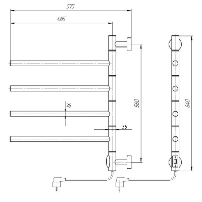 Электрический полотенцесушитель Джаз 510х710               хром DMT 108 П4 51x71 EK Domoterm фото в интернет-магазине Русалия