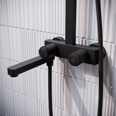 Душевая система IDDIS с управлением Push Control черный матовый Slide (SLIBLBTi06) фото в интернет-магазине Русалия