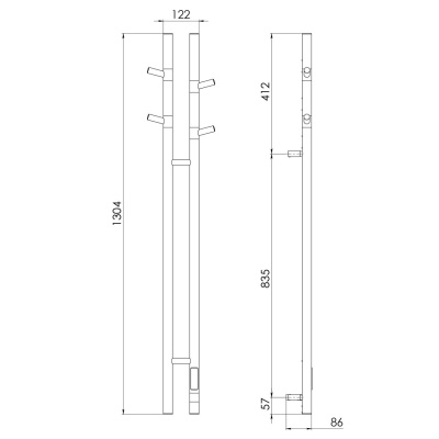Полотенцесушитель электрический Vincea VTD-1D2BE 25х130, черный, таймер фото в интернет-магазине Русалия