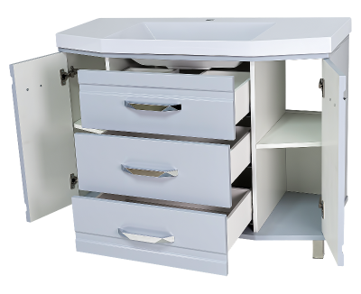 Тумба Терра 110 (серая) с раковиной Marko Слим 110 Misty фото в интернет-магазине Русалия