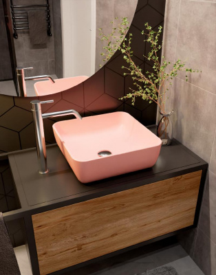 AQM5011 Раковина накладная квадратная, цвет розовый матовый. 390x390x130 фото в интернет-магазине Русалия