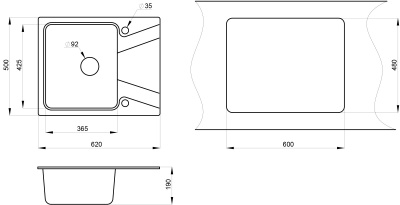 Кухонная мойка GRANULA (6201, АРКТИК) фото в интернет-магазине Русалия
