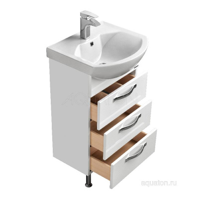 Тумба под раковину AQUATON Ария 50 Н белый 1A140201AA010 фото в интернет-магазине Русалия