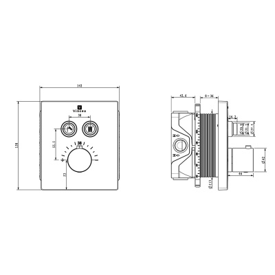 Душевой комплект Inspire VSFW-3I21T1RMB встраиваемый, термостатический, 2 режима, черный Vincea фото в интернет-магазине Русалия