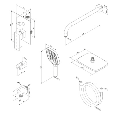 953520300 Gala встраиваемая душевая система  с ванно-душевым смесителем, чёрный Damixa фото в интернет-магазине Русалия