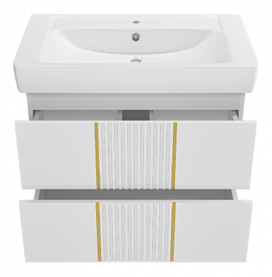 Тумба Vega 80 подвесная (белая) с раковиной Dreja Q 80 Brevita фото в интернет-магазине Русалия