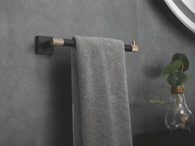 Полотенцедержатель Rose RG3006H, золото/черный фото в интернет-магазине Русалия