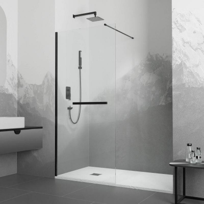 Душевая перегородка RGW WA-041B 1200, стекло прозрачное, профиль черный фото в интернет-магазине Русалия