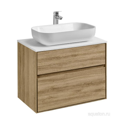 Тумба под раковину AQUATON Либерти 75 2 ящика, дуб эльвезия 1A279501LYC70 фото в интернет-магазине Русалия
