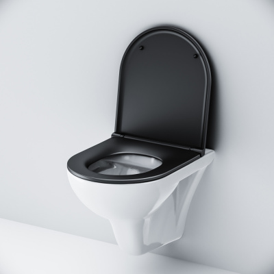 C901700SCmb Gem подвесной унитаз FlashClean с черным матовым сиденьем микролифт фото в интернет-магазине Русалия