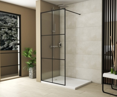 Душевая перегородка Blackline 90 BG090.5413B черный профиль Bravat фото в интернет-магазине Русалия