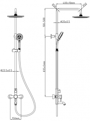 Душевая система GL-C013-2 Gllon фото в интернет-магазине Русалия