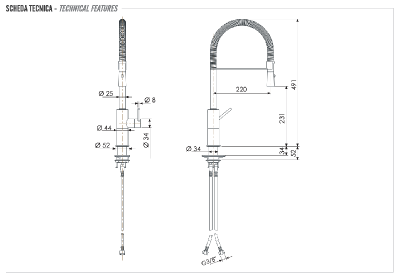 Смеситель для кухни Remer X Style INOX SSX543, нержавеющая сталь фото в интернет-магазине Русалия