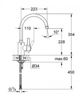 Смеситель для мойки Eurosmart Cosmopolitan 32843002 Grohe фото в интернет-магазине Русалия