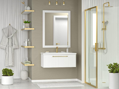 Тумба Alicante 90 подвесная (белая) с раковиной Днепрокерамика Этна 90 Brevita фото в интернет-магазине Русалия