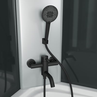 Смеситель для ванны с коротким изливом RUSH Melos (SUS1101-44Black) фото в интернет-магазине Русалия